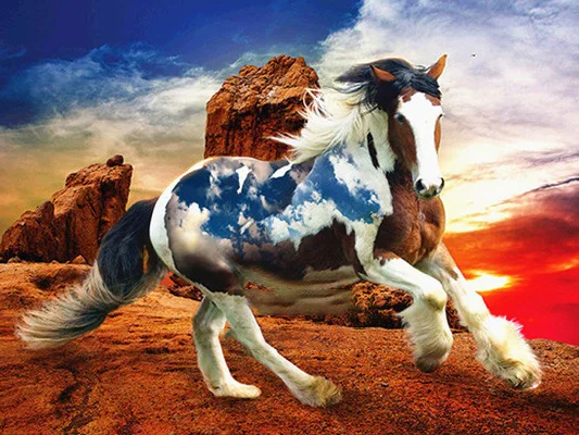Алмазная вышивка животное лошадь крестиком полная картина украшение дома
