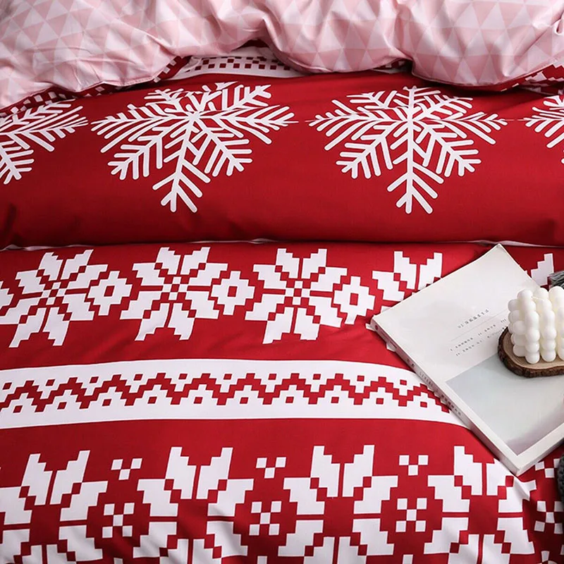 

Christmas Snowflake Bedding Pillow Cover Bed Sheet Set Home Decoration for Bedroom THIN889