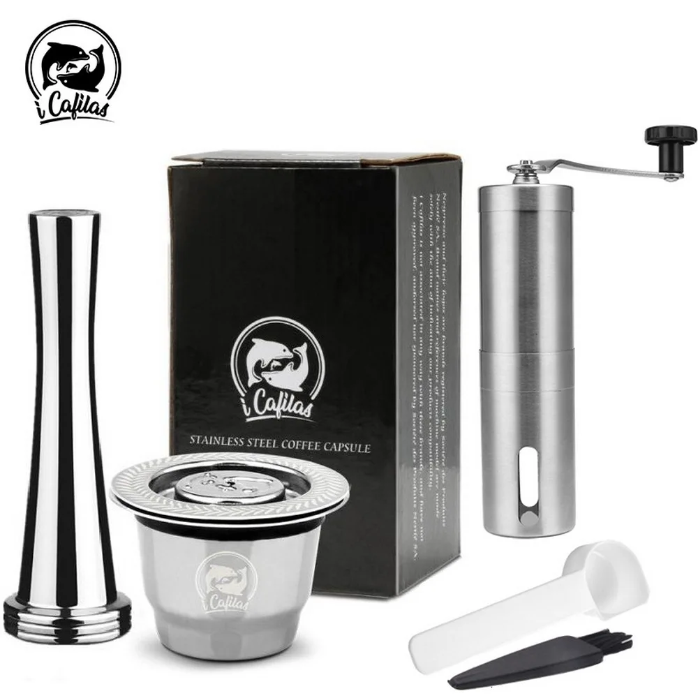 

Reusable Coffee Filter Tool Kit Stainless Steel Circular Filling Coffee Capsule Powder Hammer Grinder Garden Bar Tools Supplies
