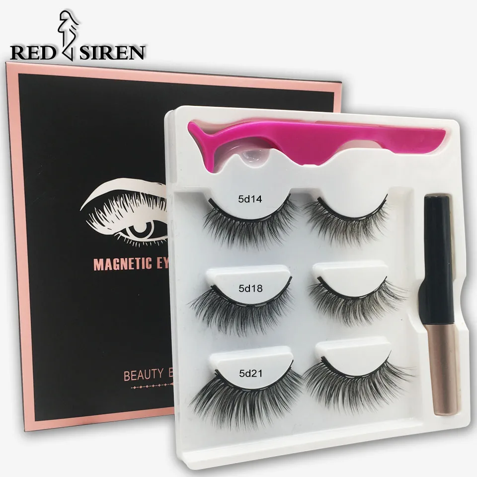 

3 Pairs Magnetic Eyelashs set Magnet Liquid Eyeliner& Magnetic Lashes & Tweezer Set Waterproof Long Lasting Eyelash Extension