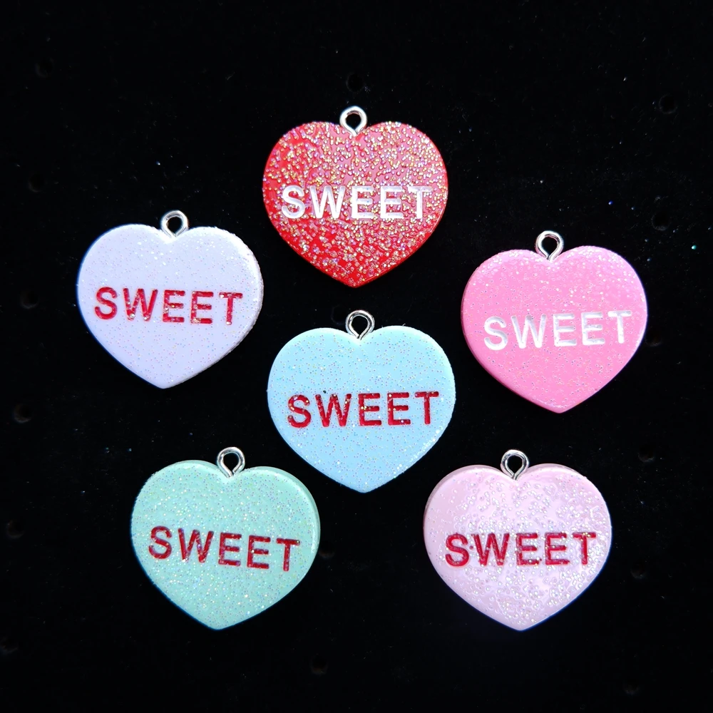 Милые Подвески в форме сердца кабошон из смолы с плоским основанием для