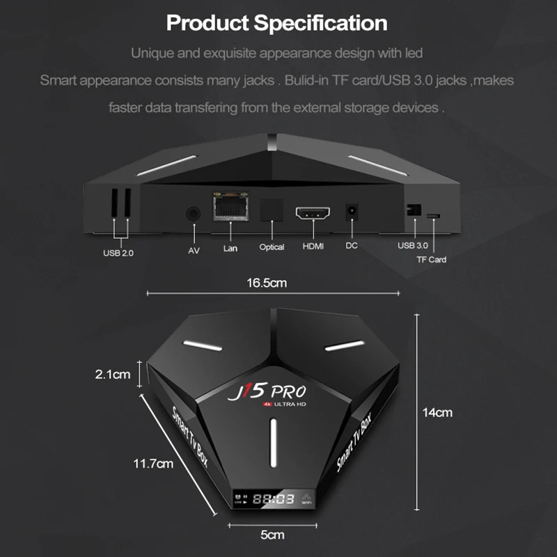 Топ продажа ТВ приставка J15Pro Android 9 0 RK3328 четырехъядерный двойной WIFI 2 4G/5G 4K HD