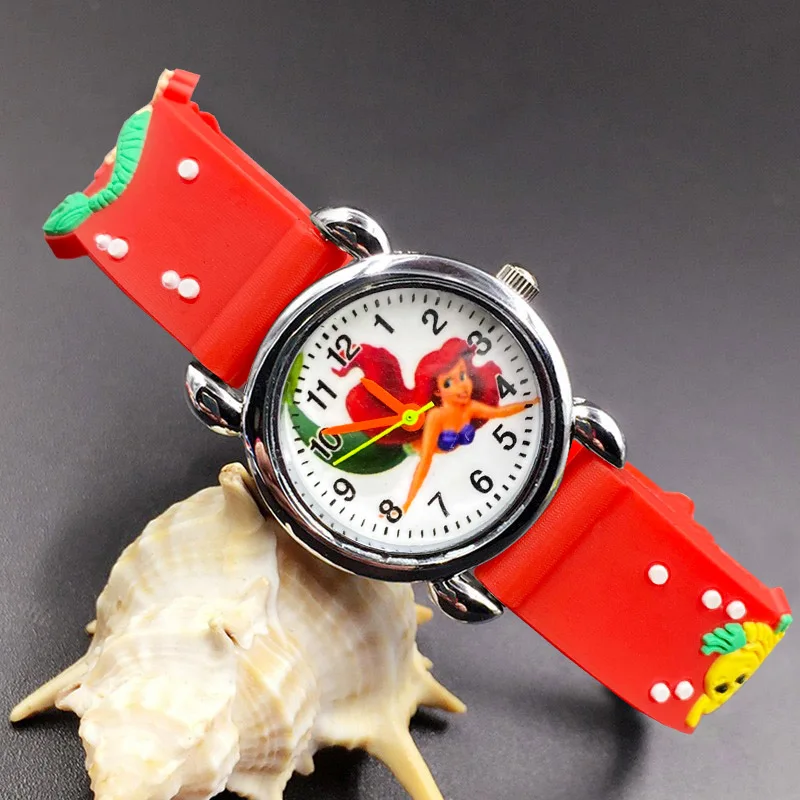 Часы Детские кварцевые с силиконовым ремешком и 3d-рисунком русалки | Наручные