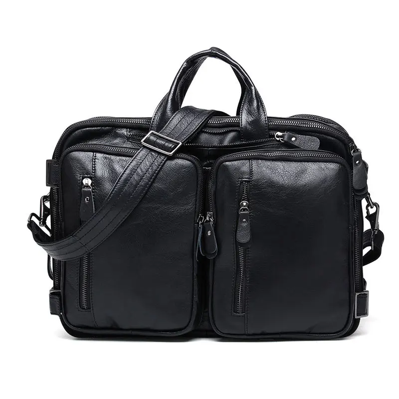 Brand Genuine Leather Handbag Large 14inch Laptop Bag Handbags Cowhide Crossbody Bag Men's Travel brown Leather briefcase