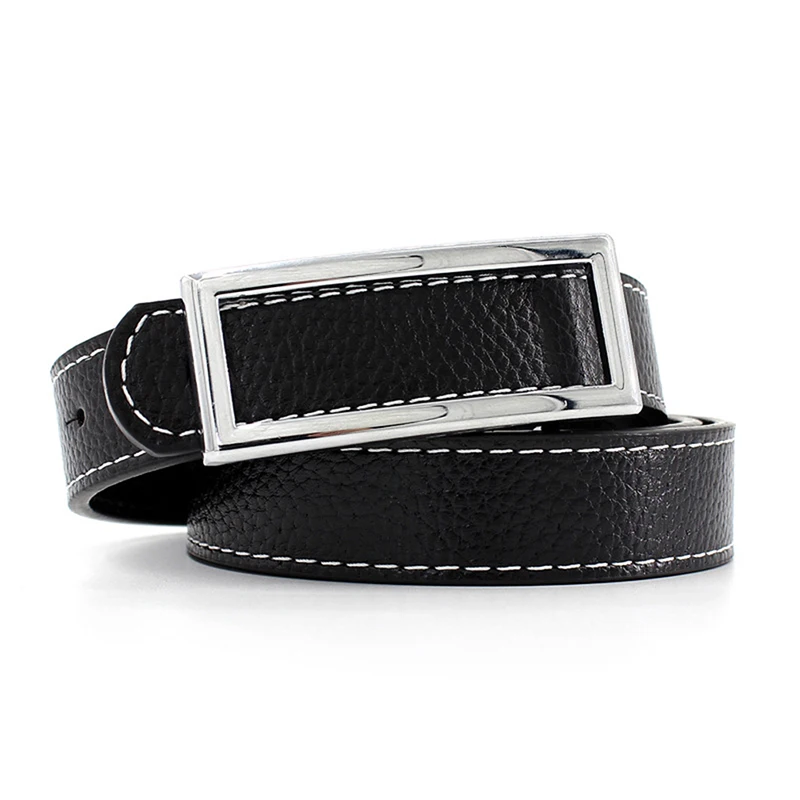 Новинка черный кожаный ремень женский квадратный с металлической пряжкой