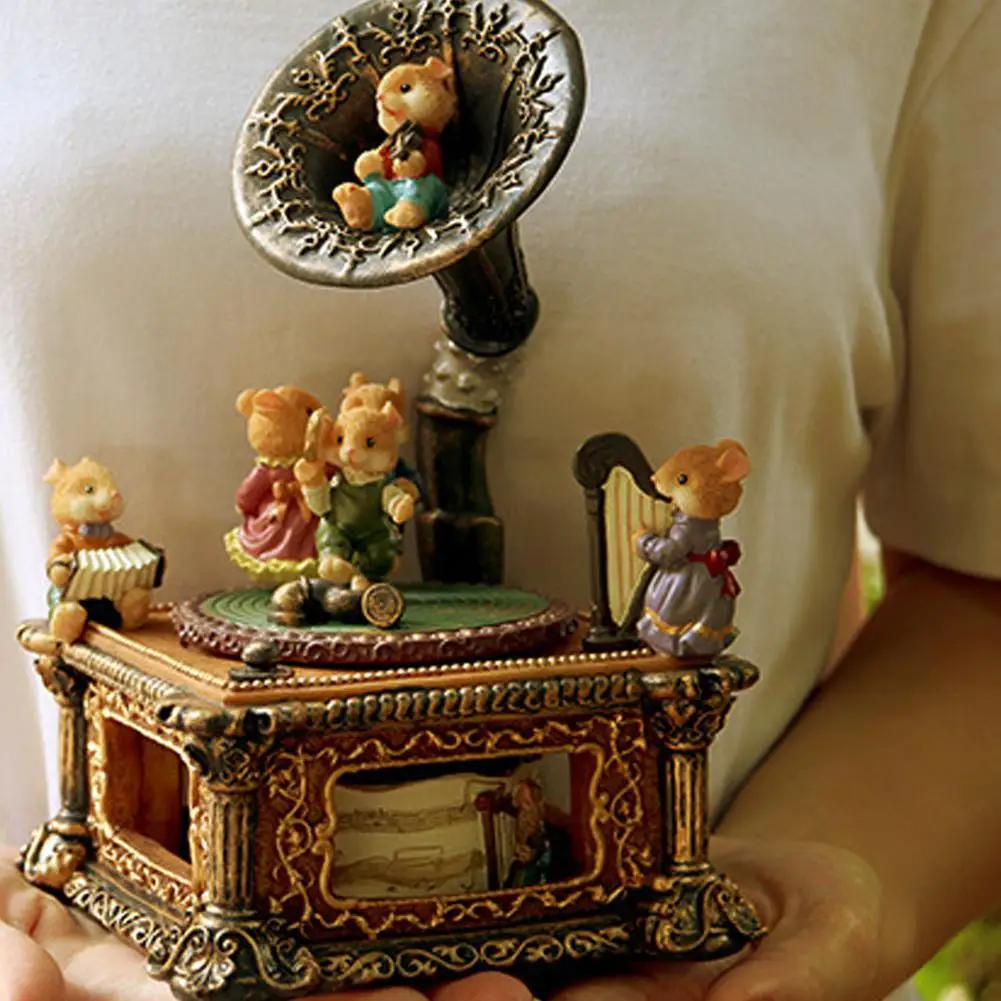 Музыкальная шкатулка классическая ретро рога фонограф музыкальная для