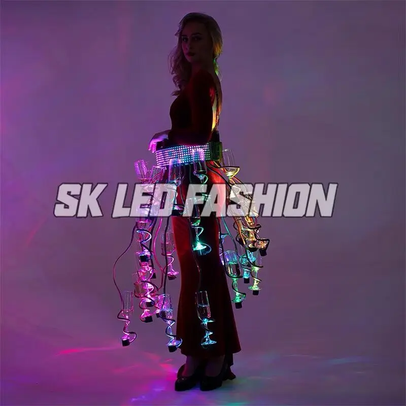 

Glowing out the interactive tour atmosphere of wine skirt led costume in scenic spots, bars and nightclubs ds without cup