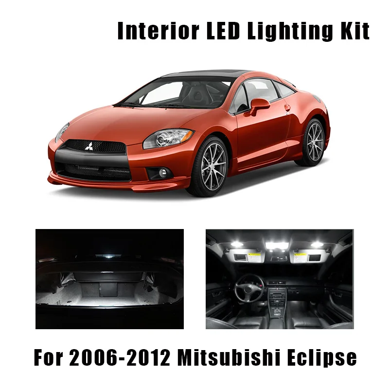 

11pcs White LED Bulbs Interior Map Dome Trunk Light Kit For Mitsubishi Eclipse 2006-2010 2011 2012 Glove Box License Plate Lamp