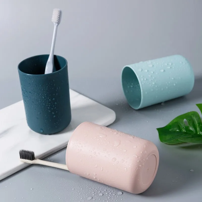 

Bathroom Tumblers Plastic Mouthwash Cup Coffee Tea Water Mug Home Travel Solid Color Toothbrush Holder Cup Drinkware Tools