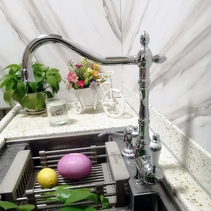 VOURUNA традиционный хромированный смеситель для кухонной раковины трехходовой