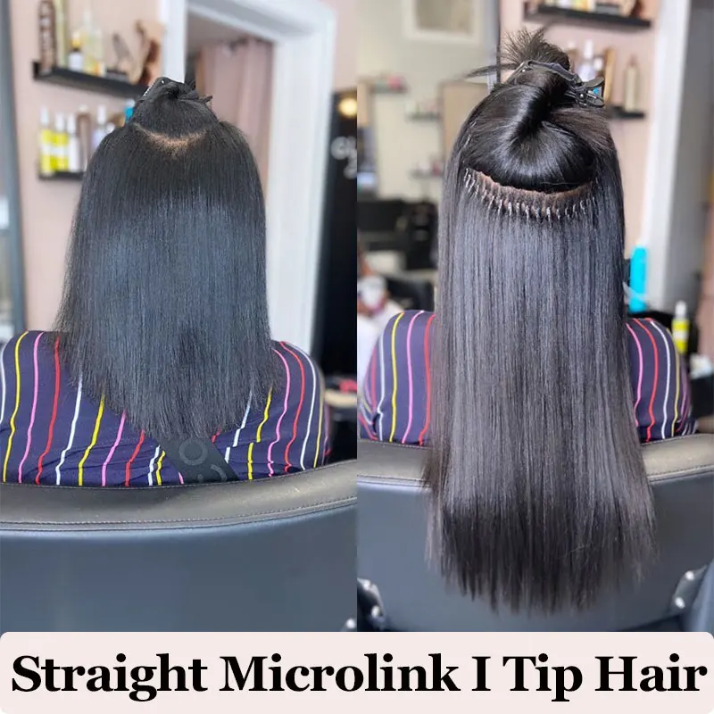 Straight Microlink Hair Extensions Brazilian I Tip Hair Extensions For Black Women Virgin Hair Weave Bundles Bluk Rosa Queen