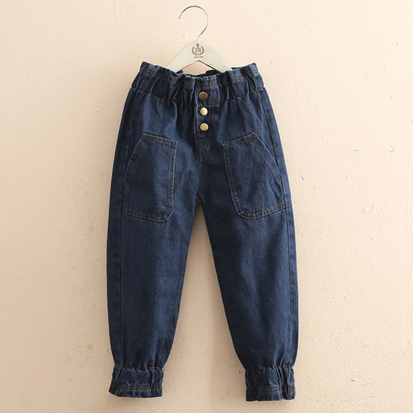 

Summer Baby Girls Jeans Pants Kids Clothes Cotton Casual Ruffles Elastics Waist Children Trousers Teenager Denim Girls Clothing