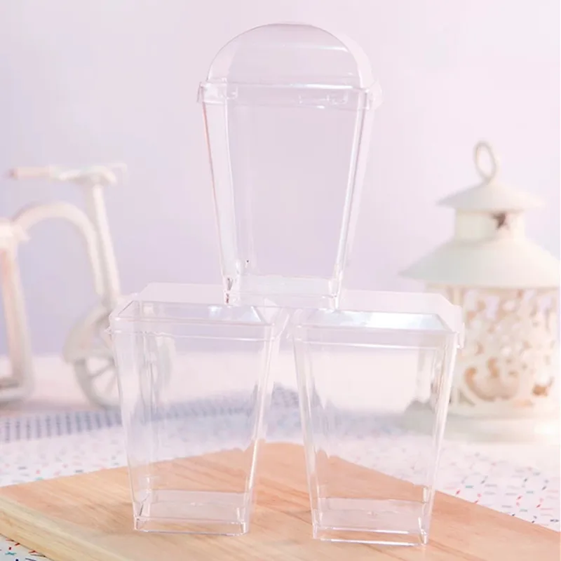 Новинка 150 мл 30 шт. пластиковая чашка квадратная для еды торта десерта кубик