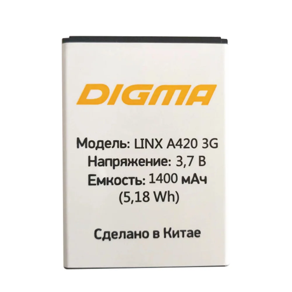 Аккумулятор 1400 мАч для смартфона Digma LINX A420 аккумулятор 3G|Аккумуляторы мобильных
