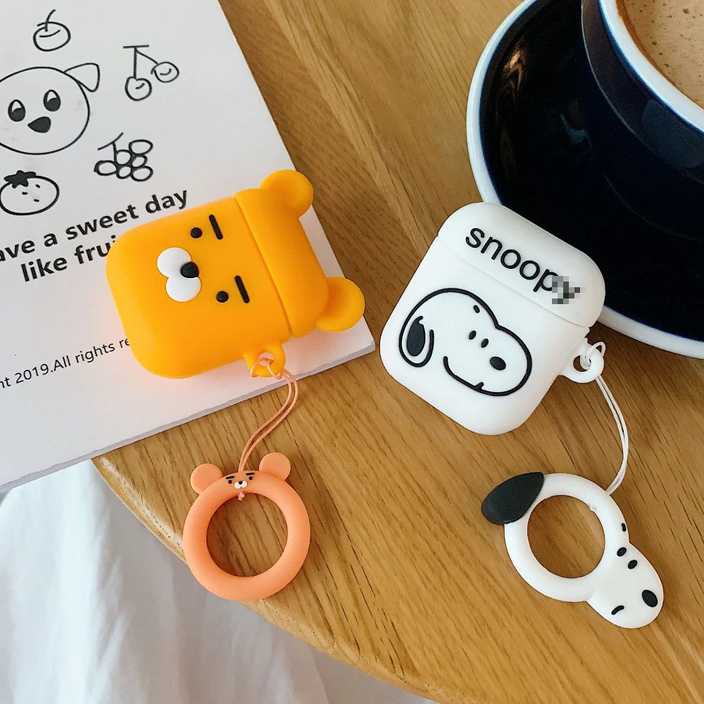 Мультяшный беспроводной Bluetooth чехол для наушников Apple Air Pods 2 силиконовый зарядки s