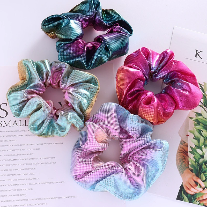 

New Mermaid Laser Scrunchies Hair Ties for Girls Shiny Hair Ponytail Holders Rope Elastic Hair Bands Women Hair Accessories
