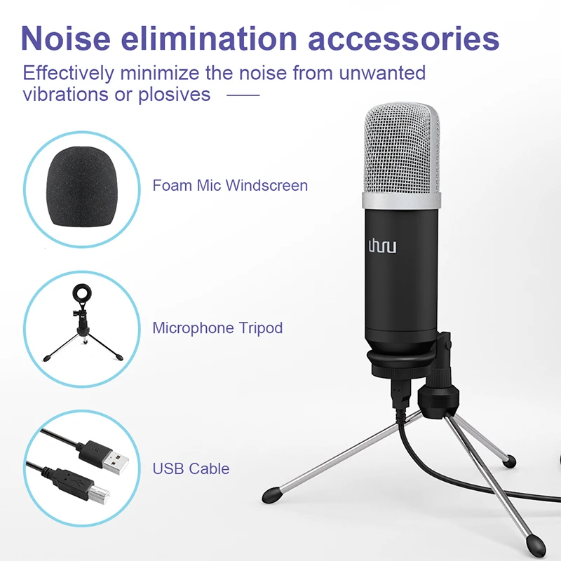 UHURU UM960 USB микрофон 192 кГц/24 бит Профессиональный Подкаст микрофонный конденсаторный микрофон с штативом Стенд для компьютера Youtube
