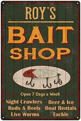 

Roy'S Green Bait Shop Aluminum Sign Metal Plate Decorative Sign Home Decor