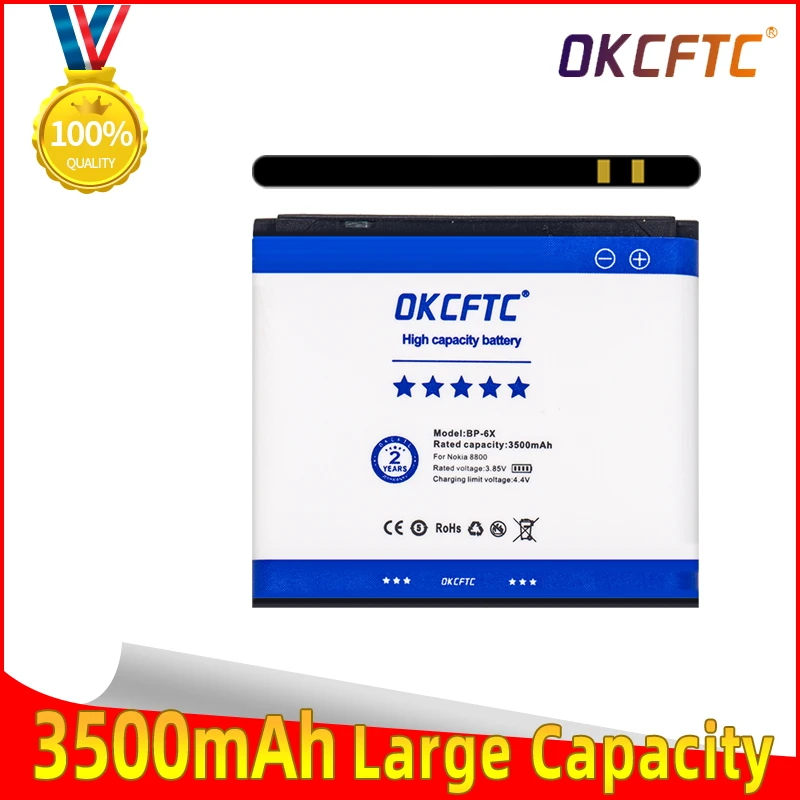 

OKCFTC New Mobile Phone Battery BP-6X 3500mAh For Nokia 8800 8860 8800 Sirocco N73i BP 6X