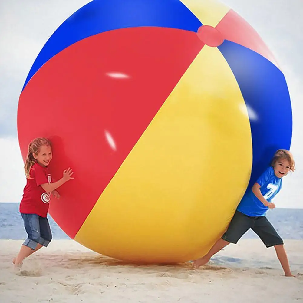 

80cm/100cm Giant Inflatable Beach Ball Large Three-color Thickened Pvc Water Volleyball Outdoor Party Kids Toys 2021 Hot Sale