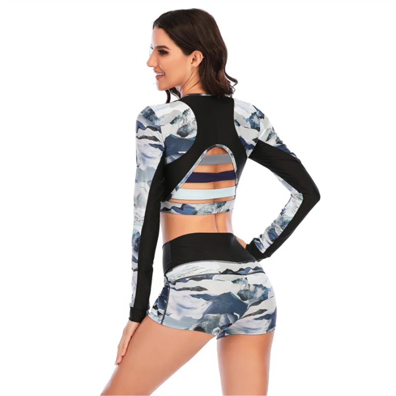 Сексуальный Рашгард Для женщин купальник с длинным рукавом солнце Защитная