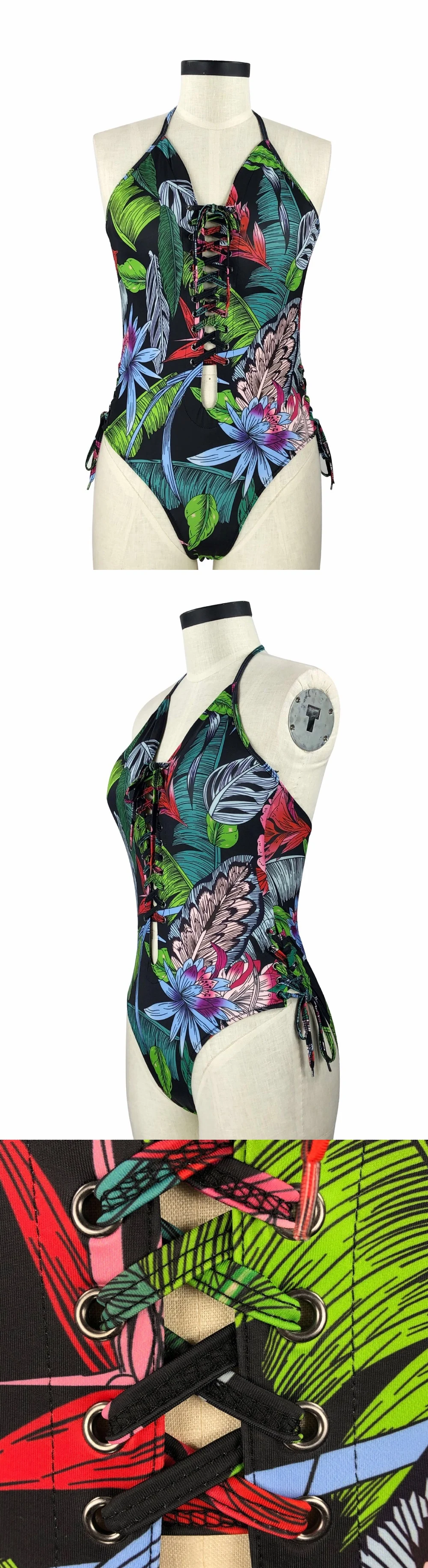 

Women Solid Bikinis Sexy Bandage One Piece Backless Swimsuit Female Bathing Suits Bodysuit Beach Wear New Swim Suit Monokini