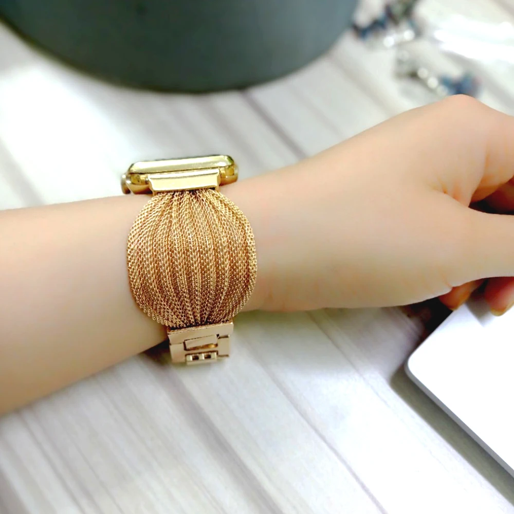 

Women Jewelry Chain Style Steel Metal Net Bracelet For Apple Watch Band 38mm 40mm 42mm 44mm iWatch Strap Series 2 3 4 5 6 SE