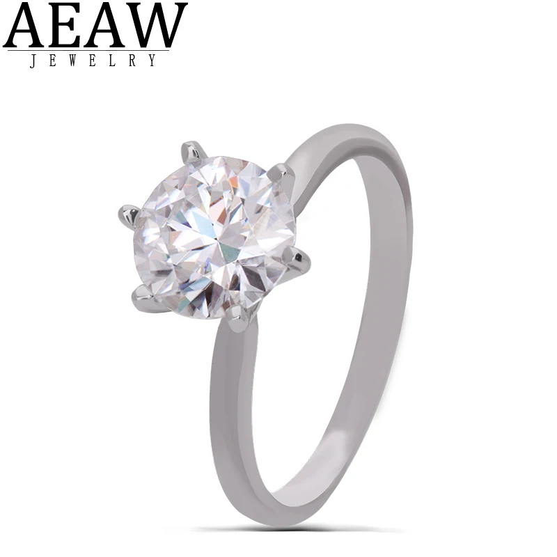 AEAW 14 к белое золото 3.0ct 9 мм круглая огранка DF Moissanite обручальное кольцо юбилейное