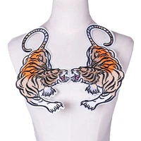1 pair embroidered tiger animal patches for clothing iron sewing on garment applique motor jacket scrapbooking