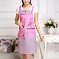 kitchen sleeveless apron with pocket waterproof oil resistant floral women bib cooking baking cleaning apron accessories 7572cm