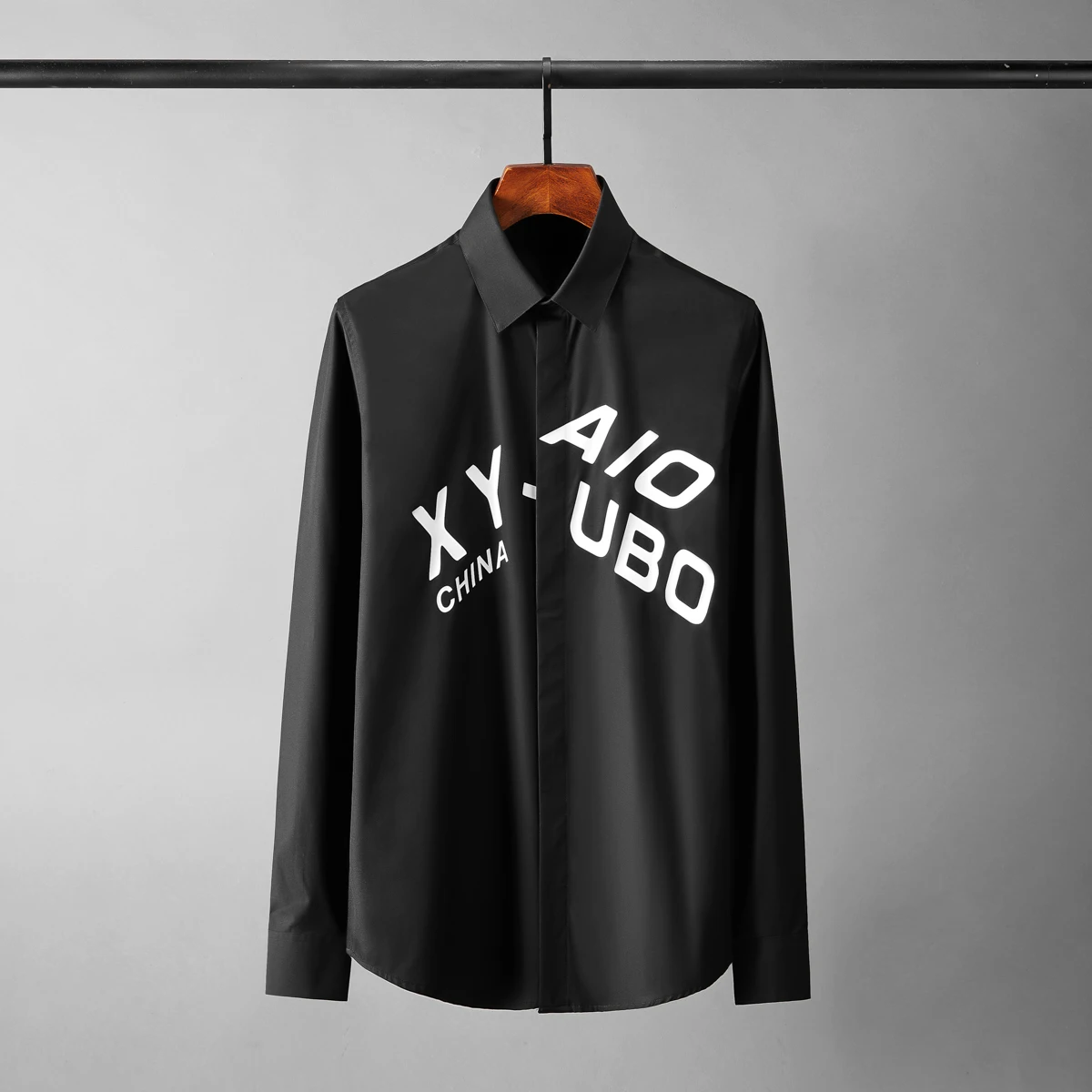 

Minglu протектор хлопок Мужские рубашки для мальчиков высокого качества, футболка с буквенным принтом и длинными рукавами, повседневная, Мужс...