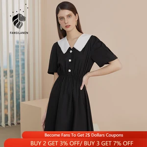 FANSILANEN Short Sleeve Vintage Mini Black Dress Women Slim Elegant Spring Summer Dress Female Office Lady Sexy Retro Dress 2021 FANSILANEN Short Sleeve Vintage Mini Black Dress Women Slim Elegant Spring Summer Dress Female Office Lady Sexy Retro Dress 2021