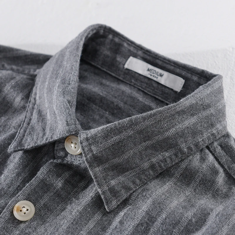 Рубашка мужская с длинным рукавом полосатая Повседневная модная сорочка начесом