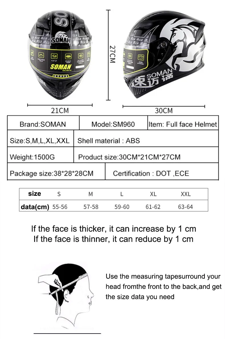 Soman полный шлем мотоциклетный ECE руля флип поддержка шлем мото байк Cascos Para Motos Capacete Racing Healmet Abs