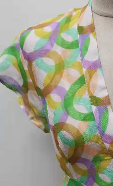 

Women Dress 2021 Spring/Summer New Color Circle Sleeveless Low Collar Waist Casual Cake Dress