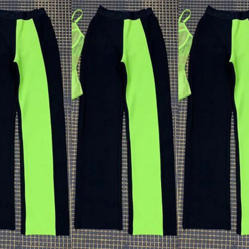 only pants Модный летний комбинезон ярко-зеленого цвета, сексуальный кружевной бандажный комбинезон на тонких бретелях, Комбинезоны для женщин, вечерние, клубная одежда - Цвет: only pants