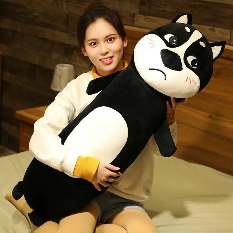 

Cute Soft Long Black Husky Plush Toys Stuffed Pause Office Nap Pillow Bed Sleep Home Decor Funny Gift Doll for Kids Girl