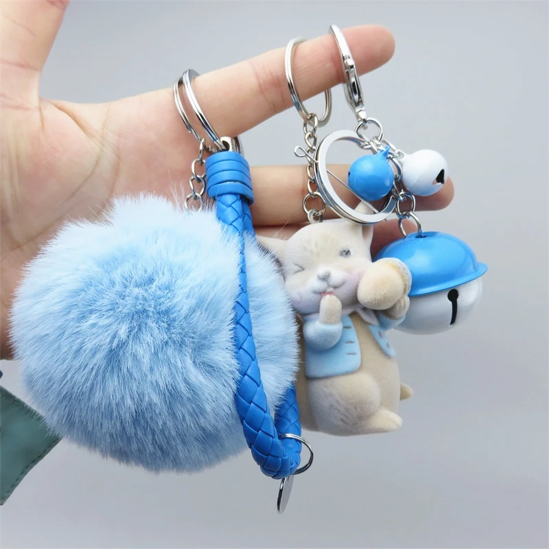 

Cute Flocking Cartoon Squirrel Plush Small Pendant Key Chain Kids Stuffed Animal Creative Birthday Christmas Gifts