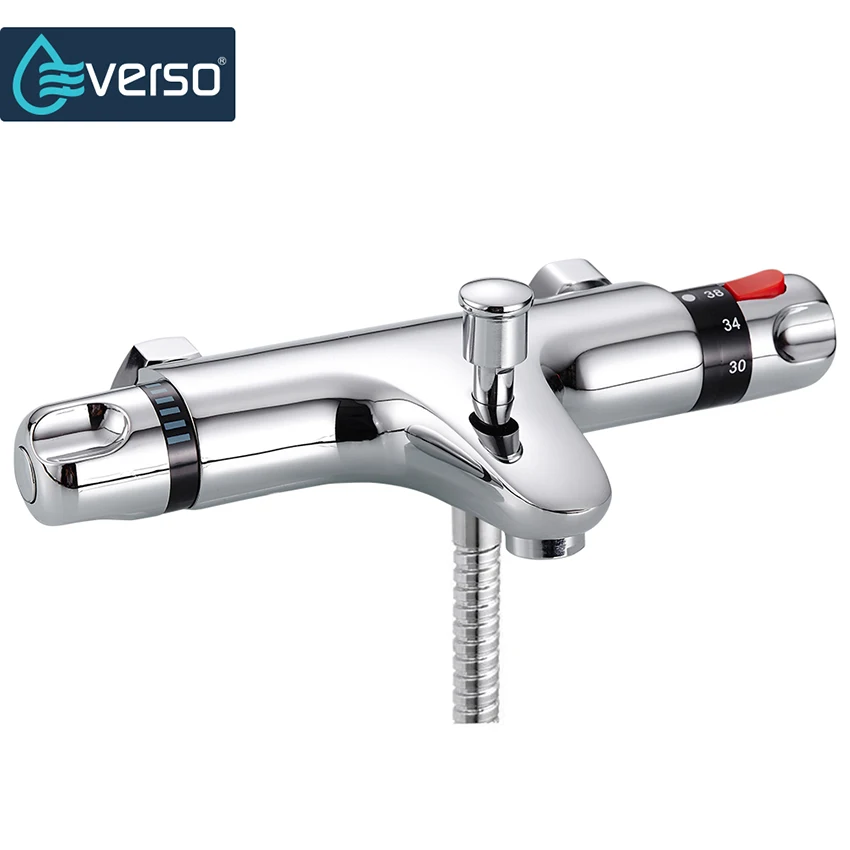 

Термостатический смеситель для душа для ванны смеситель для душа Регулирующий клапан воды настенный керамический смеситель с двумя ручкам...