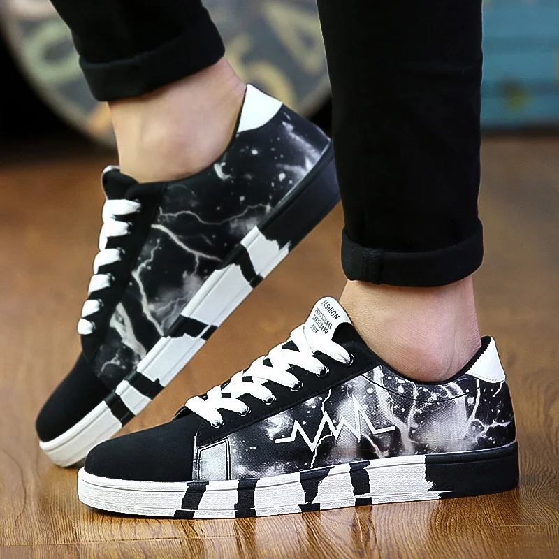 Мужская повседневная парусиновая обувь модные кроссовки с принтом Осенняя для