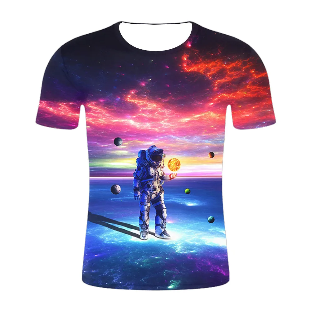 Space Astronaut Clean T-Shirts 3D Casual Men Galaxy t shirts New Arrival Mens Streetwear Harajuku Plus Size streetwear | Мужская одежда