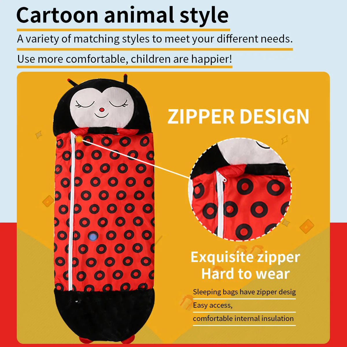 Saco de dormir de felpa para ni&ntilde;os y ni&ntilde;as, saco de dormir de dibujos animados, suave y c&aacute;lido, para regalo de cumplea&ntilde;os-2