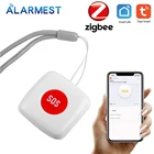Беспроводной пейджер Zigbee ALARMEST, кнопка SOSАварийная кнопка для сигнализации о падении, система оповещения пациента, работает с Tuya Zigbee Hub, питание от Tuya