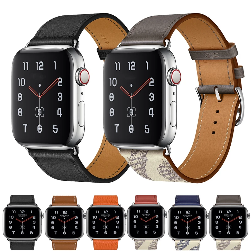 Ремешок для часов Apple Watch 44 мм 40 ремешок correa iwatch 42 38 5 4 3 2 кожаный двойной тур