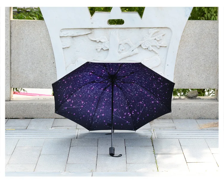 Женский анти-УФ Вишневый небо цветок Unbrella открытый портативный УФ зонтик три складной зонтик от солнца и дождя