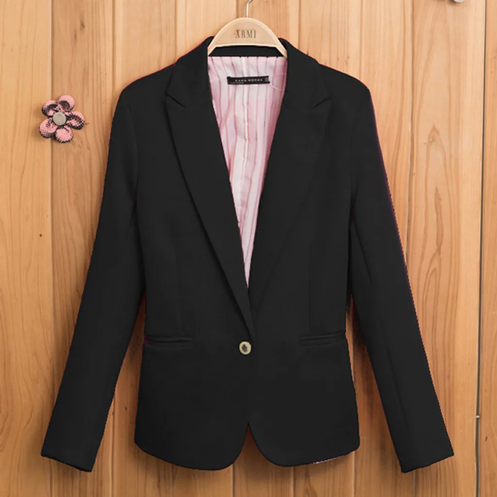 Модные Женские однотонные приталенные блейзеры на пуговицах повседневные