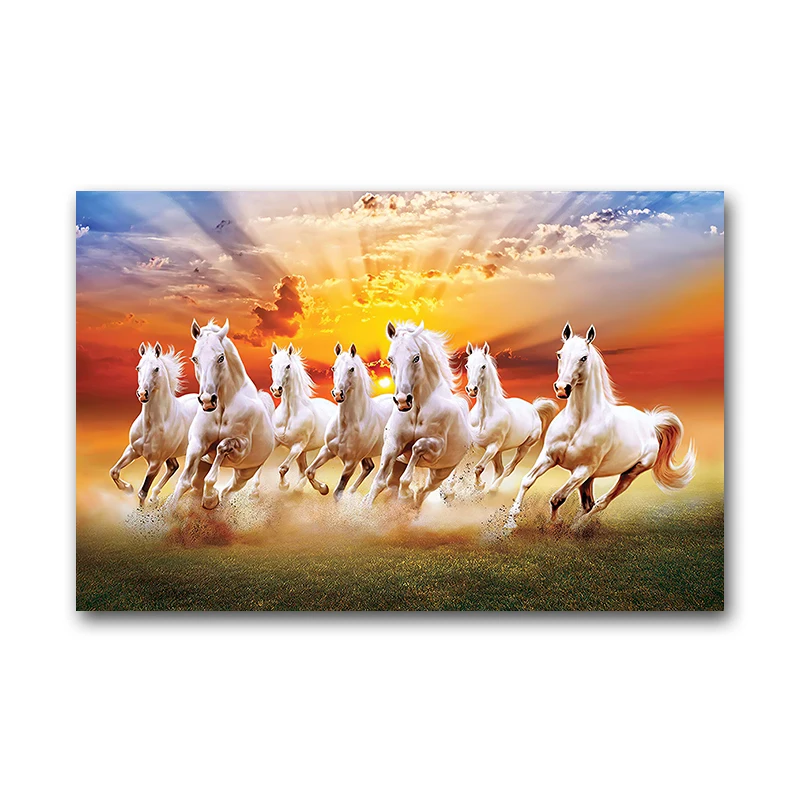 

Modern White Horse Animal Canvas Painting Wall Art Poster and Print Figure Pictures for Living Room Bedroom Decoration Home