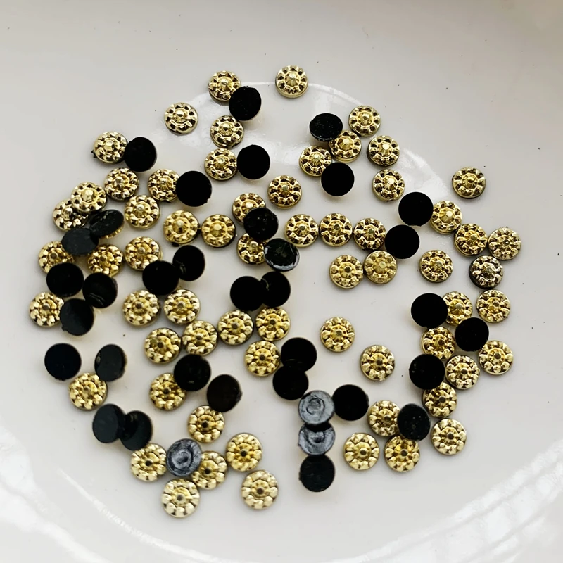 1000 шт. стразы с золотыми кристаллами без горячей фиксации плоским основанием для