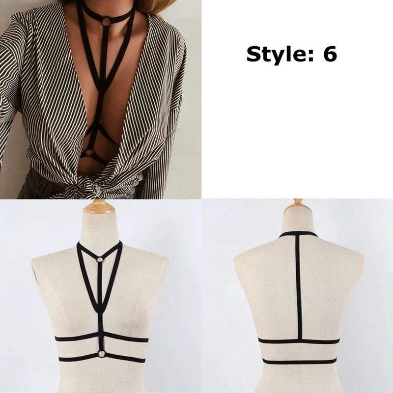 Style6 1 шт. 6 стилей пикантные Для женщин мягкий полиэстер ремень нижнее белье, бандажный бюстгальтер полые клетка жгут бюстгальтер, чашечки расположены рядом, пуш-ап, кроп-топы летние пляжные бюстье - Цвет: Style6
