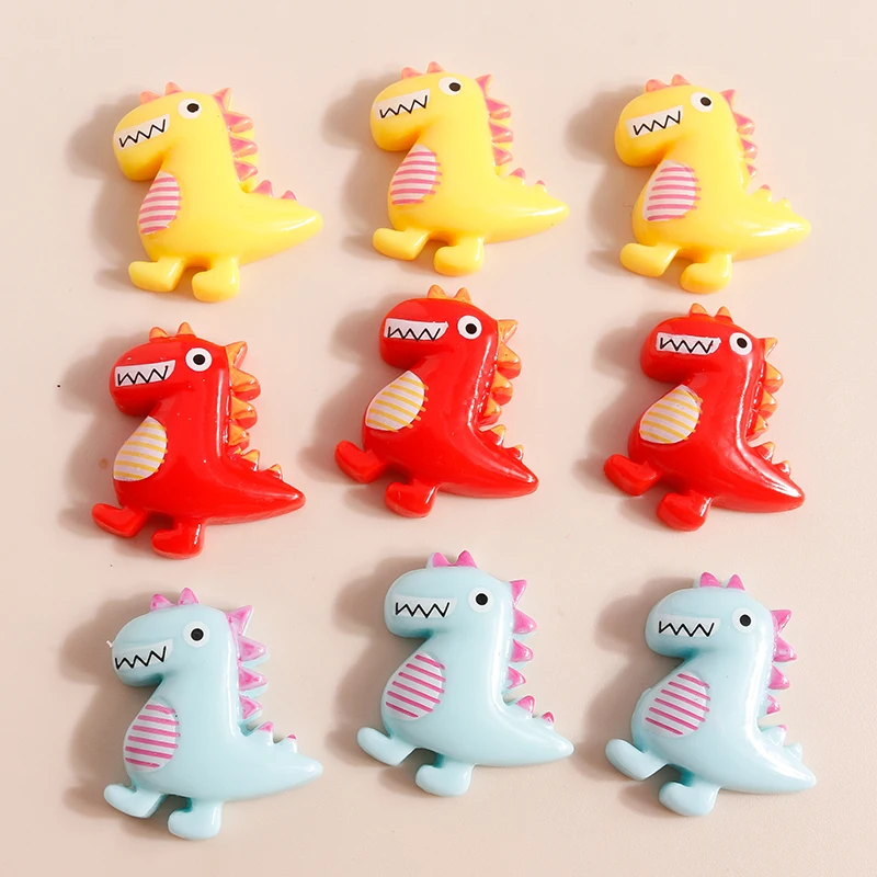 

10pcs 21*19mm Cute Animals Dinasour Resin Charms Flatback Cabochon Scrapbooking Accessories Diy Embellishments Decorations Girls